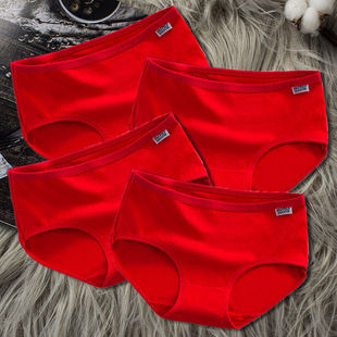 4条装 本命年红色内裤女学生女士韩版少女大人中低腰三角裤薄款女