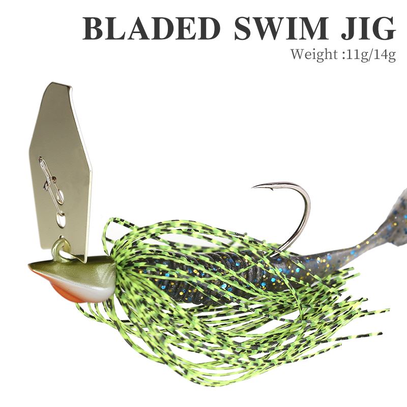 钓之屋 BLADED SWIM JIG带亮片胡须佬铅头钩 11/14g 假饵路亚饵