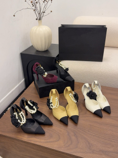 7cm玛丽珍中空单鞋 2026春夏新款 真皮包头凉鞋 法式 珍珠尖头高跟鞋