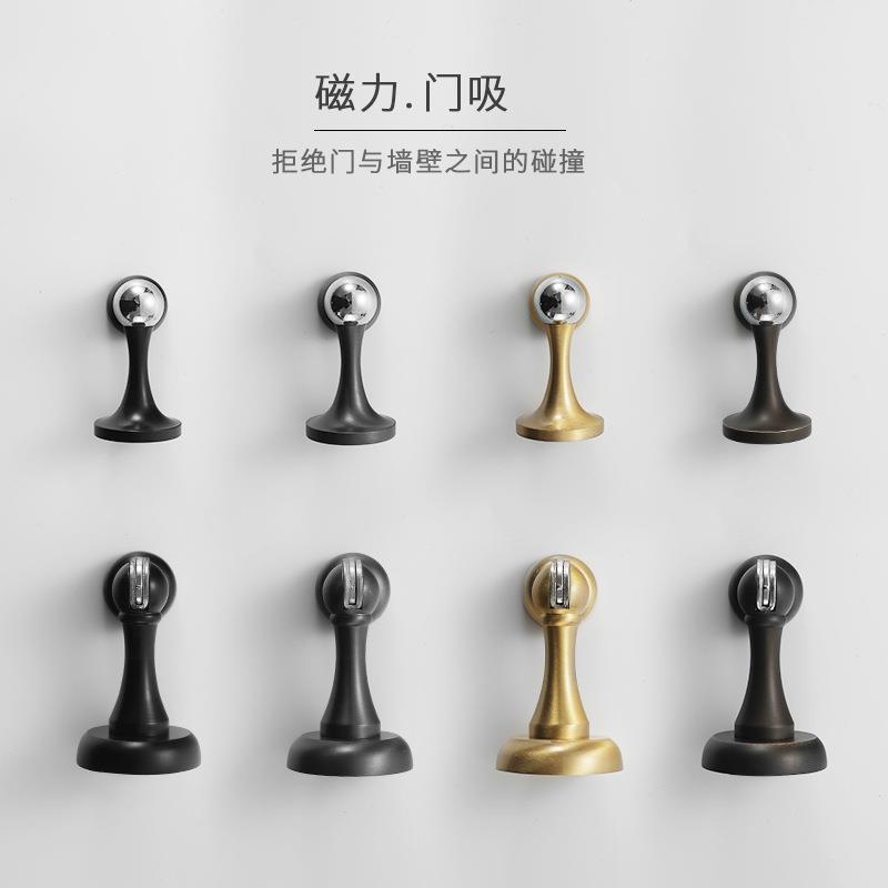 铜门吸室内房门卧室防撞铜本色磁吸门碰古铜色灰色黑色铜本色