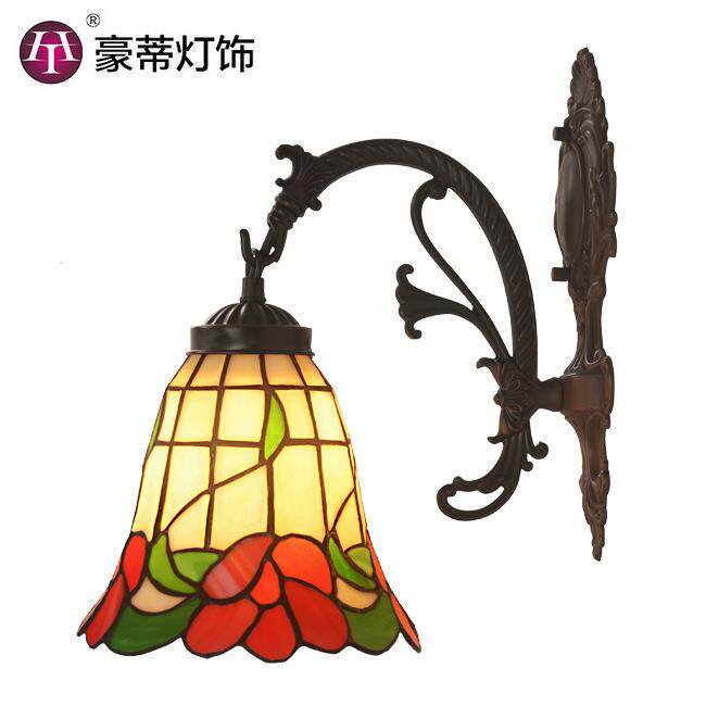 直销帝凡尼蔓藤红花手工锡焊艺术装饰灯具美式乡村壁灯