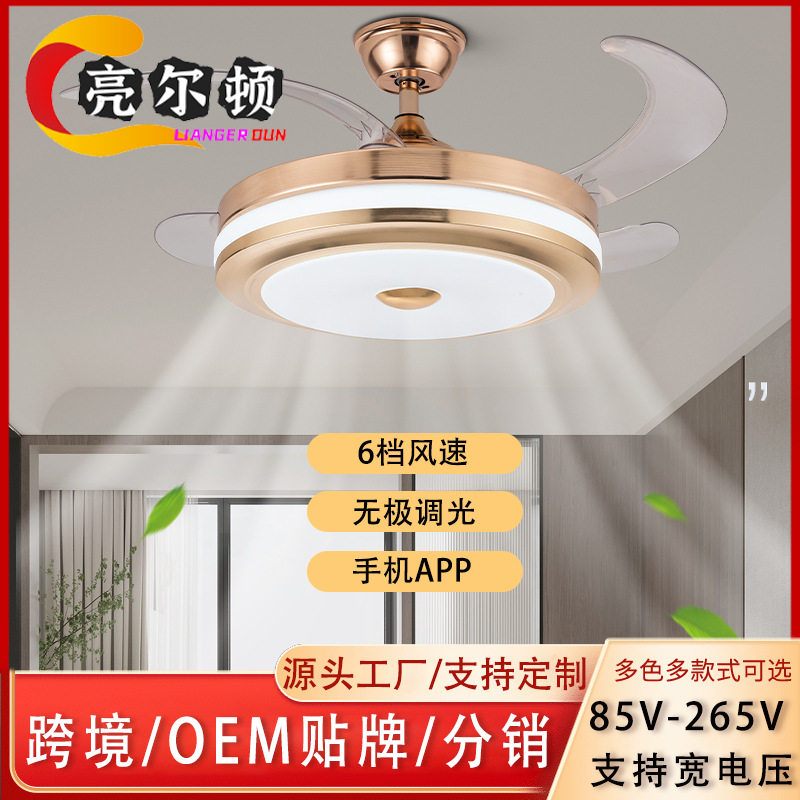 隐形风扇灯吊扇风扇客厅餐厅大风力带蓝牙音箱吊灯变频智能吸顶