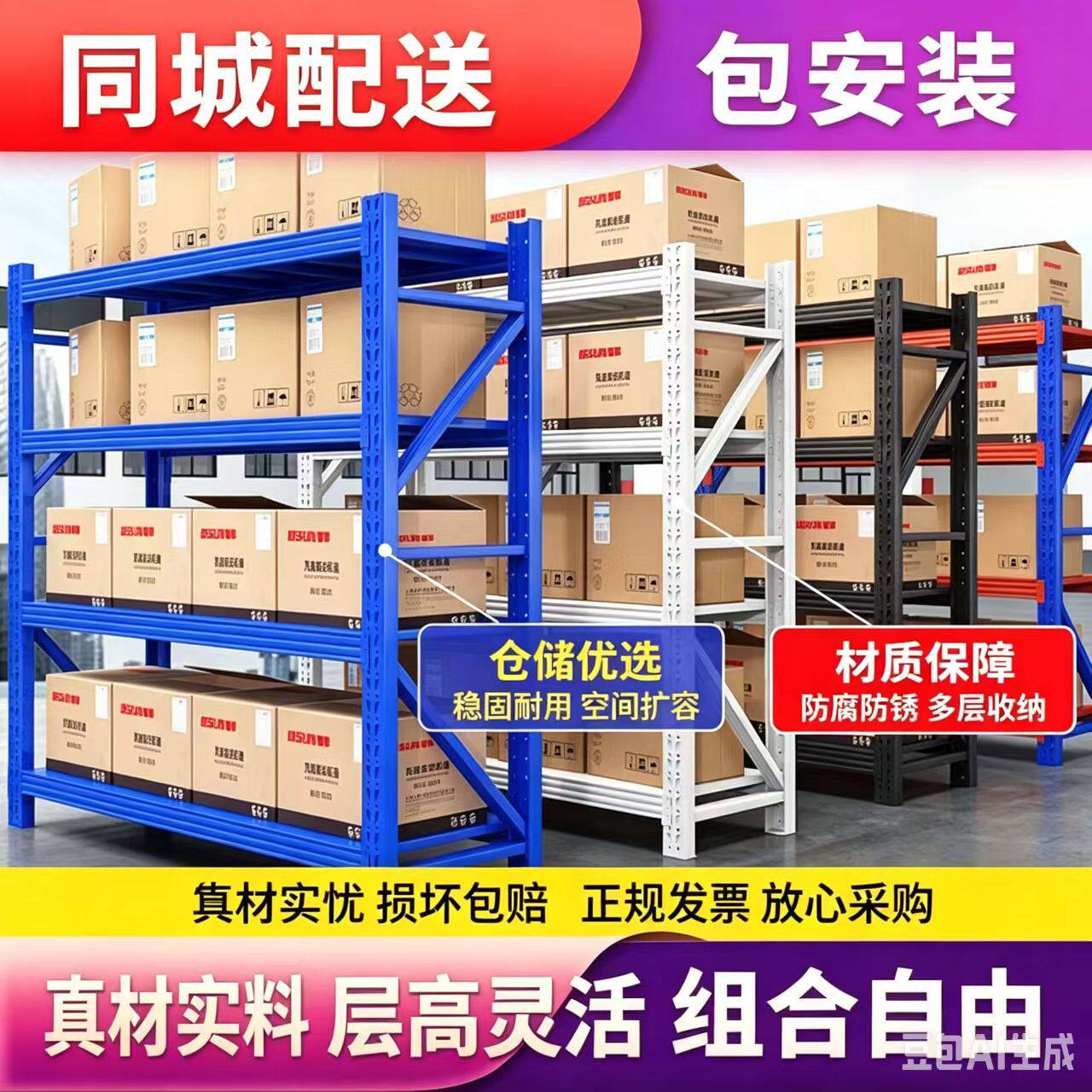 深圳仓储加厚五金工具收纳架重型货架仓库储物置物架铁架层架货架