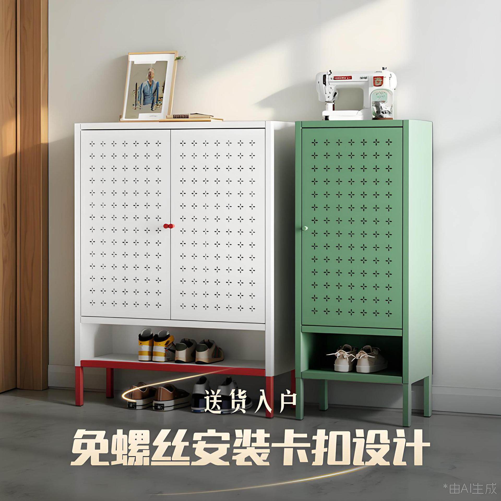 鞋柜家用门口钢制入户门多层防晒室内铁艺多功能鞋架门外走廊鞋柜