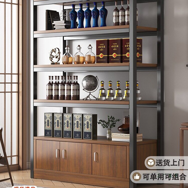 新中式酒柜靠墙客厅烟酒展示柜酒架2025年新款复古储物柜子陈列柜