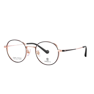 施洛华钛材眼镜架超轻圆框女小脸宽边厚边可配高度近视镜片SP326