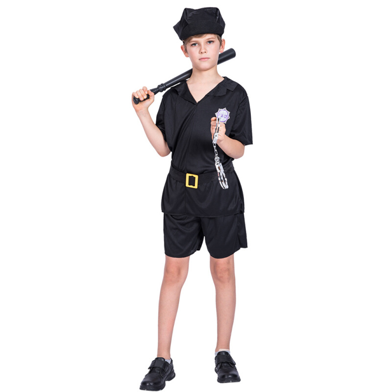 亚马逊跨境供应儿童舞台戏剧表演服装孩童警察服家庭派对装扮