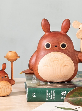 龙猫实木风车家用可爱