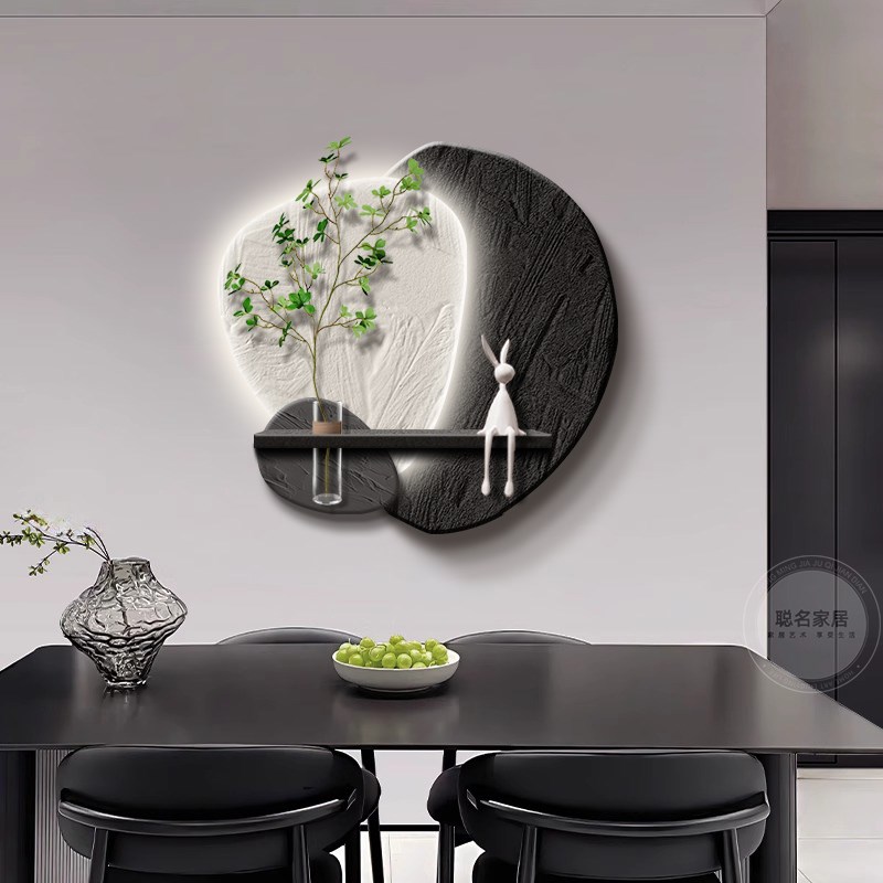石来运转b餐厅装饰画高级感蝴蝶水培绿植客厅背景墙挂画立体砂岩图片