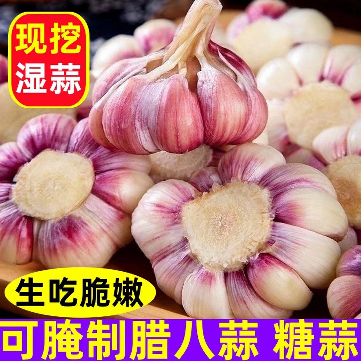 2026年现挖鲜蒜头新鲜大蒜紫皮杞县5斤装包邮湿大蒜 腌糖蒜