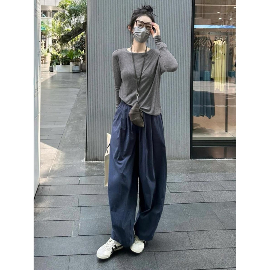 小个子慵懒风薄款防晒长袖T恤女2024夏季高级感简约休闲显瘦上衣