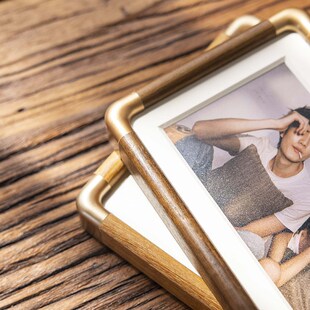 速发实木铜角相框片质画框装裱六6寸7七8八洗照木高成做级感摆台