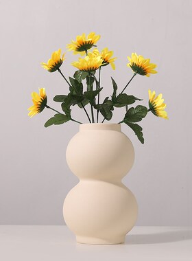 速发复装素胚陶客花瓶风格瓷厅插花干花服古店桌面装饰品摆件