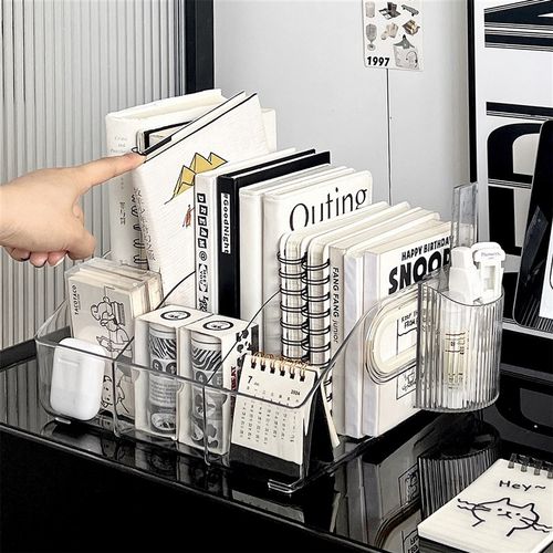 速发挡立书架纳板桌面收书盒亚克力透明桌上学生书桌办公室阅读架