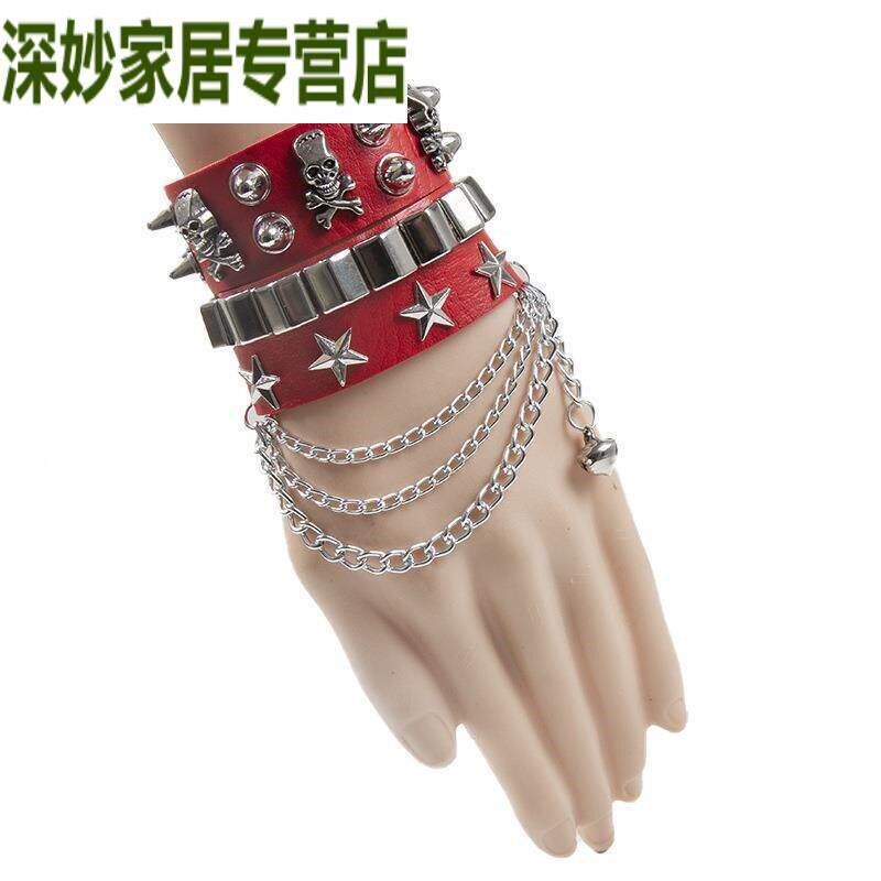 速发禁欲系哥特皮质臂环潮男袖箍辣妹手臂链条袖环胳膊装饰