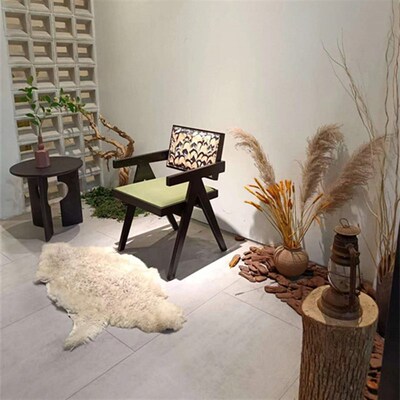 速发复古设计师款实木迪式餐椅家用靠背扶手尔休闲昌法加椅椅