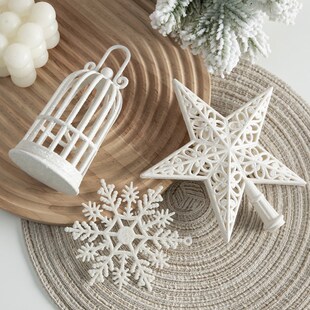 速发圣诞闪粉麋鹿雪花诞母牌挂件圣诞树装扮五角星挂饰圣字节装饰