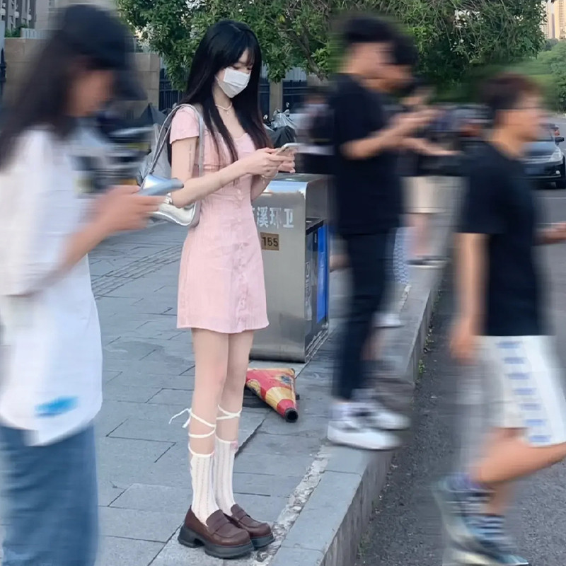 速发小个子粉色连衣裙子夏季2024新款网红爆款高级感休闲法式赫本