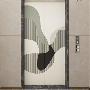 饰玻璃门贴壁纸自粘推拉门改造 入户电梯门贴纸简约一梯一户门口装