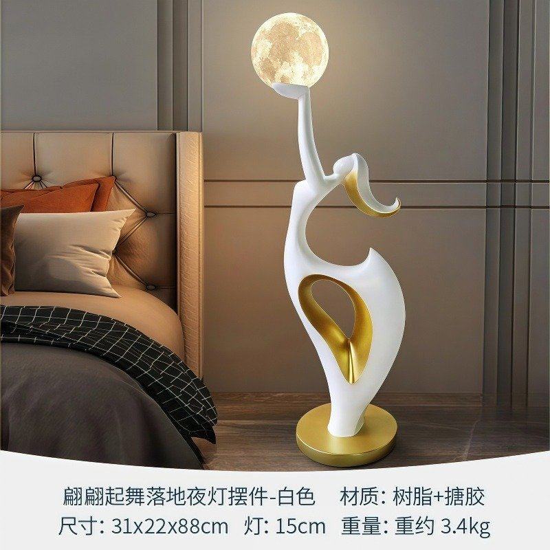 轻奢艺术人物落地摆件月球氛围灯沙发电视柜旁装饰品乔迁新居礼物,家居饰品,落地摆件,淘宝优惠券,粉丝福利购,淘宝优惠卷