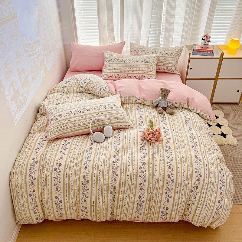 2025春夏新款小清新碎花全棉床上三件套 纯棉床单床笠款四件套,床上用品,床品套件/四件套/多件套,淘宝优惠券,粉丝福利购,淘宝优惠卷