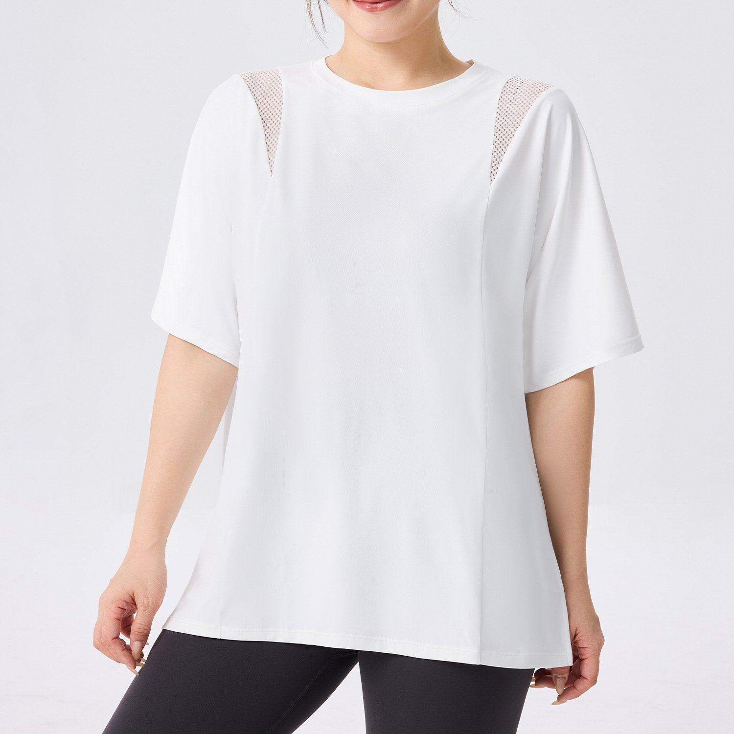 新款瑜伽上衣大码 短袖网纱拼接显瘦宽松透气运动裸感瑜伽服T恤女,运动/瑜伽/健身/球迷用品,瑜伽t恤,淘宝优惠券,粉丝福利购,淘宝优惠卷