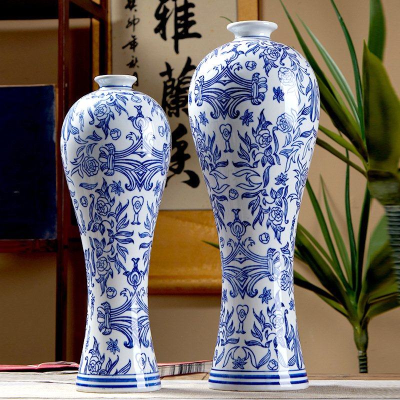 新中式陶瓷花瓶美人瓶青花瓷可插花水培饰品电视机柜家居鲜花,家居饰品,装饰摆件,淘宝优惠券,粉丝福利购,淘宝优惠卷
