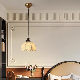 法式 中古主卧室床头吊灯复古侘寂风实木布艺吧台房间衣帽间吊线灯