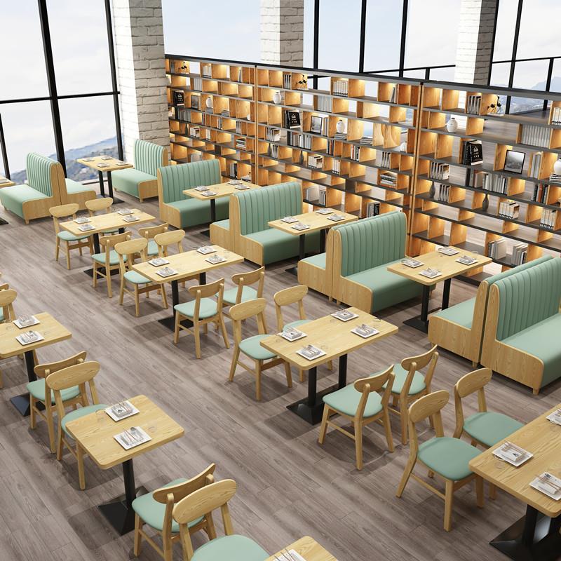 西餐厅奶茶店靠墙卡座沙发桌椅组合咖啡汉堡餐饮店员工食堂餐桌椅