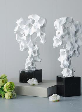 新中式太湖石假山雕塑摆件别墅电视柜玄关书柜抽象假山禅意装饰品