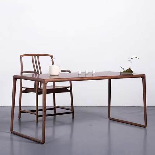 北美餐桌黑胡桃木新中式茶桌椅小户型简约实木茶几民宿阳台