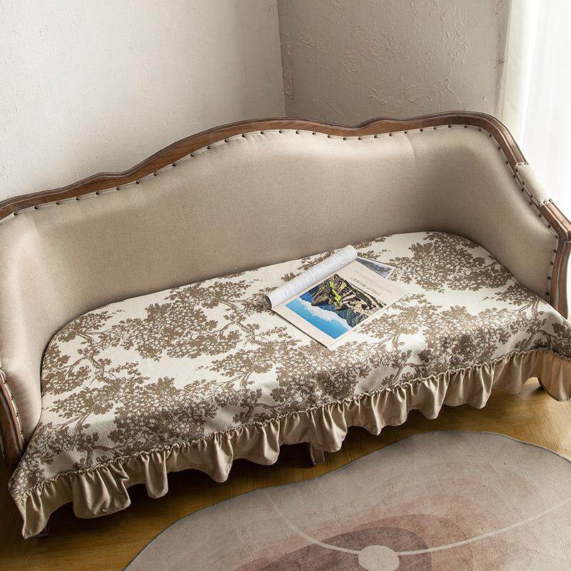 雪尼尔沙发套四季高级感沙发巾奶油风花边沙发垫防滑耐脏加厚盖布