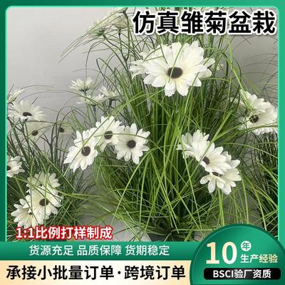 仿真小雏菊盆栽园林假盆栽塑料摆件摄影道具仿真雏菊家居装饰盆栽