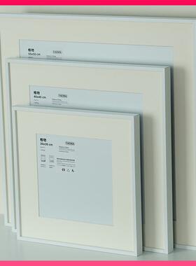 ⇛白色正方形画框挂墙金属框架铝合金方形相框装裱带卡纸定 制