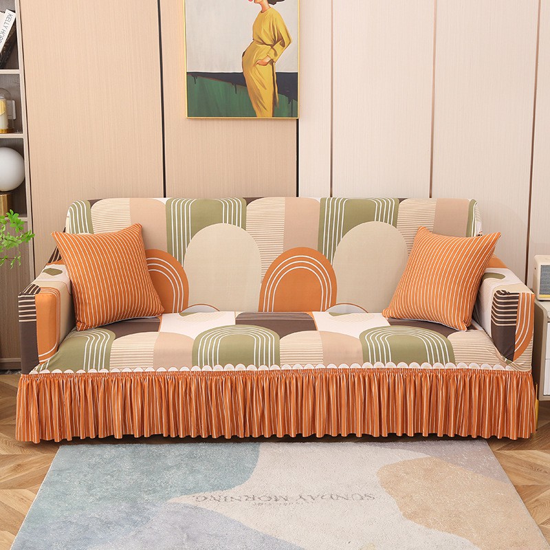 【AB版双拼】裙边万能沙发套全包全盖沙发罩弹力罩布艺沙发巾通用