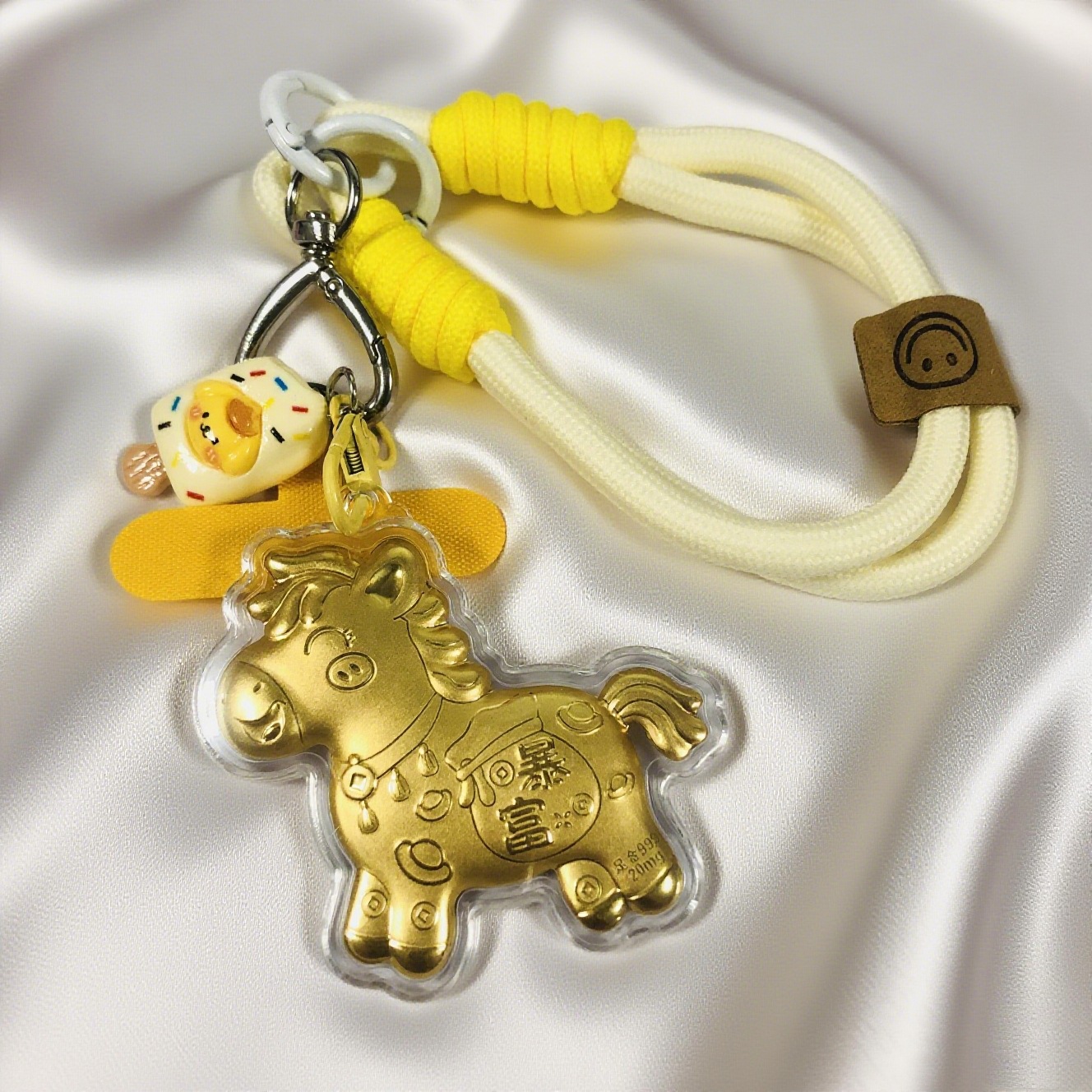 足金999财神20mg马上暴富马上有钱吊坠手机链KT猫钥匙扣包包挂件