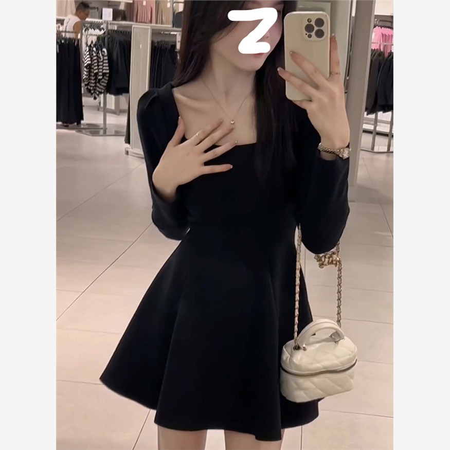 广州十三行女装爆款洋装2025新款女秋冬小黑裙高级感裙子女秋季