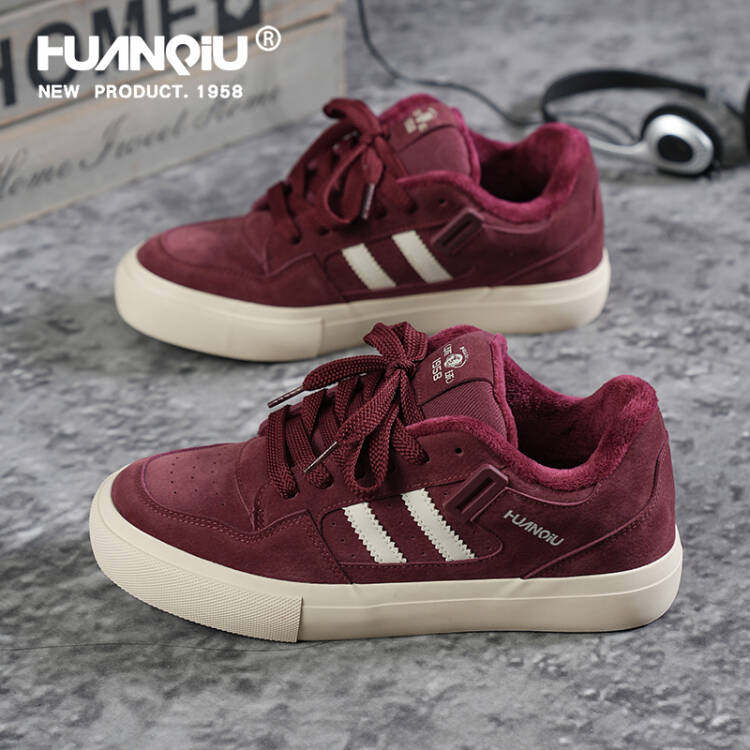 环球红色板鞋男鞋冬季加绒保暖条纹厚底增高低帮轻便休闲运动鞋子,流行男鞋,休闲板鞋,淘宝优惠券,粉丝福利购,淘宝优惠卷