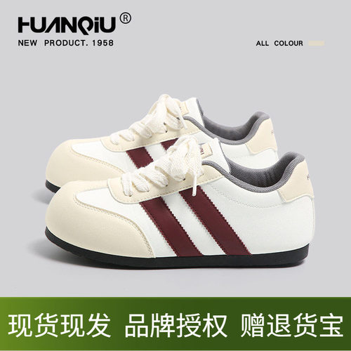 环球圆头厚底德训鞋女款2025秋冬季新款丑萌大头板鞋小众设计女鞋