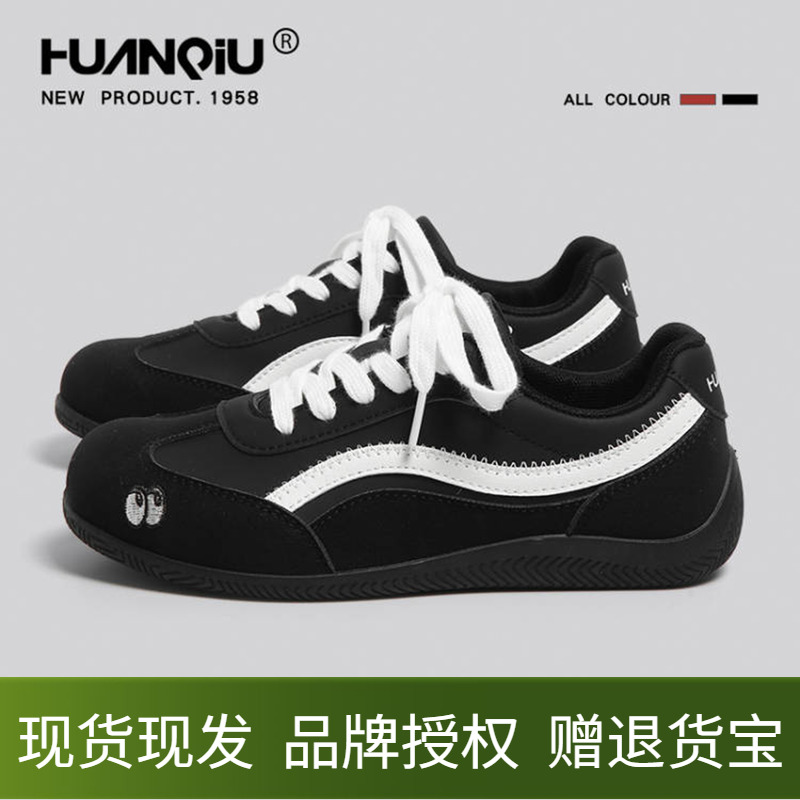 环球小众黑色德训鞋女2025新款夏季时尚运动休闲赛车鞋百搭小黑鞋