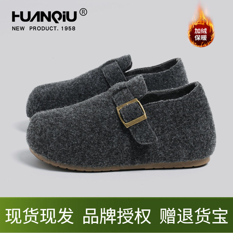 环球毛毛加绒勃肯鞋女2025新款秋季软底舒适保暖棉鞋厚底博肯鞋子