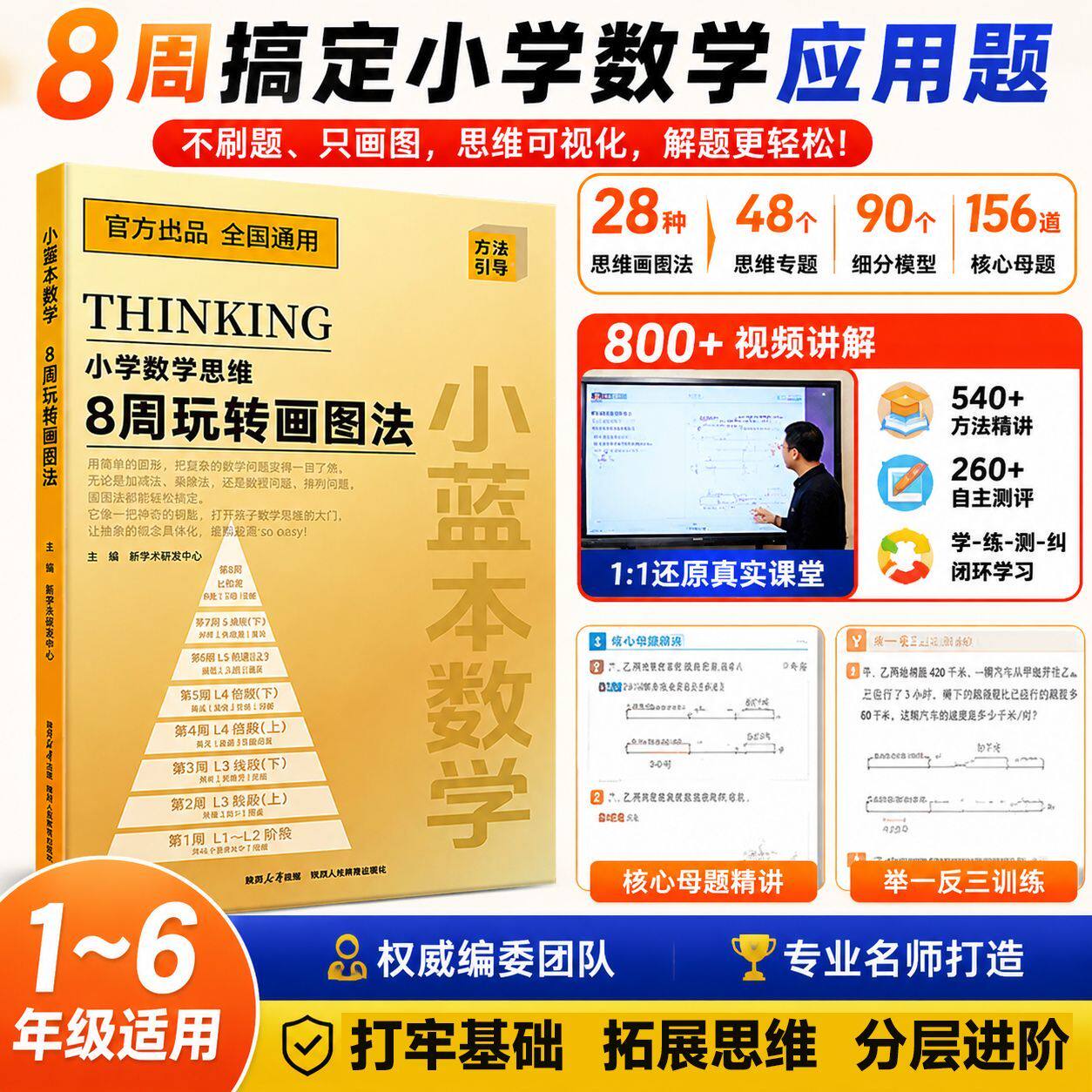 新学未小学数学思维8周玩转画图法小蓝本小学一年级二年级三年级四年级五年级六年级全国通用小学数学模型思维训练飞跃练习册视频