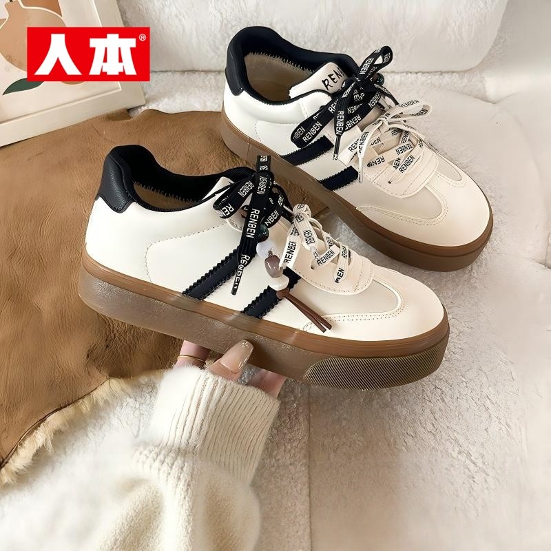 人本官方店2025厚底加绒德训休闲鞋女鞋小众复古冬季保暖棉鞋板鞋,女鞋,休闲板鞋,淘宝优惠券,粉丝福利购,淘宝优惠卷