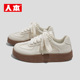 新款 休闲板鞋 百搭厚底女鞋 人本官方2025春季 德训复古小白鞋 女小众