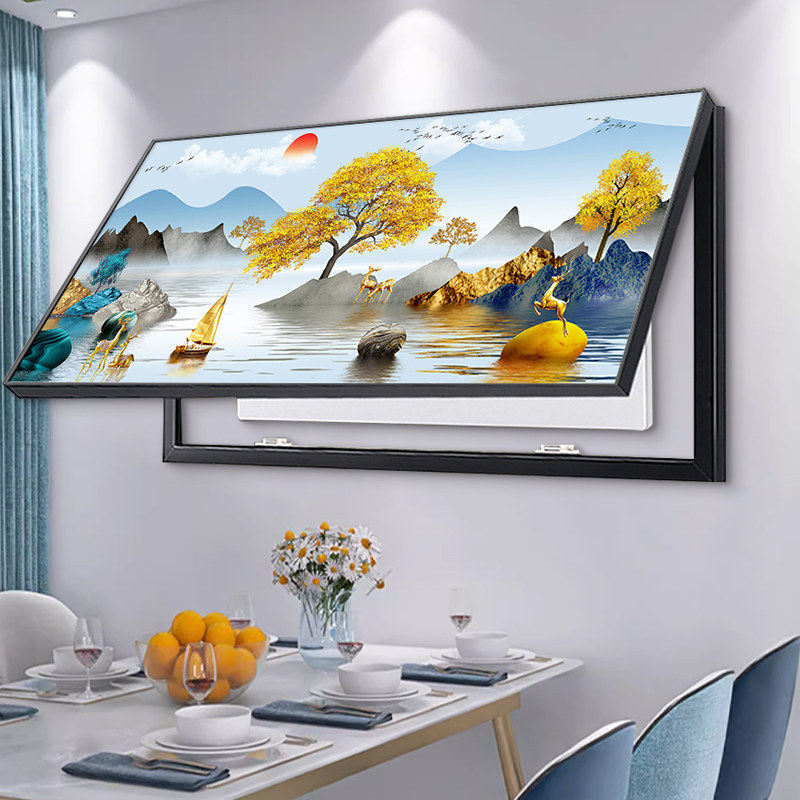 大幅挂画掀盖电表箱遮挡装饰画弱电盒遮挡壁画轻奢客厅现代简约画