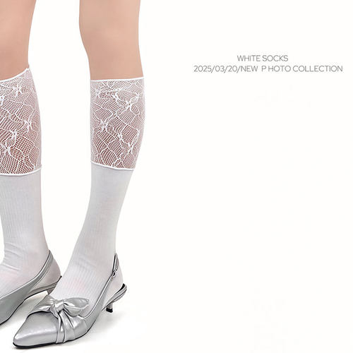 WHITE SOCKS 白色蕾丝花边小腿袜女芭蕾风春夏薄款lolita堆堆袜女