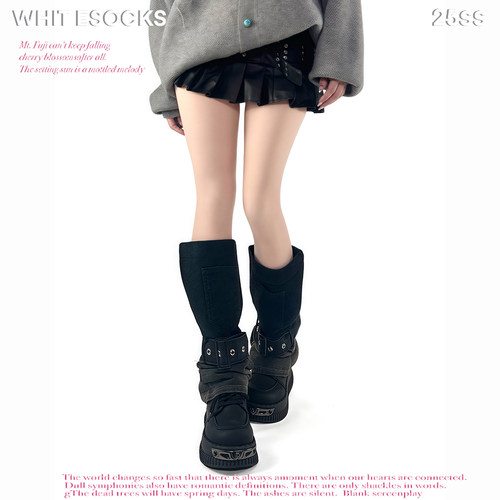 WHITE SOCKS美式辣妹牛仔堆堆袜亚文化小腿袜春秋朋克风直筒袜套