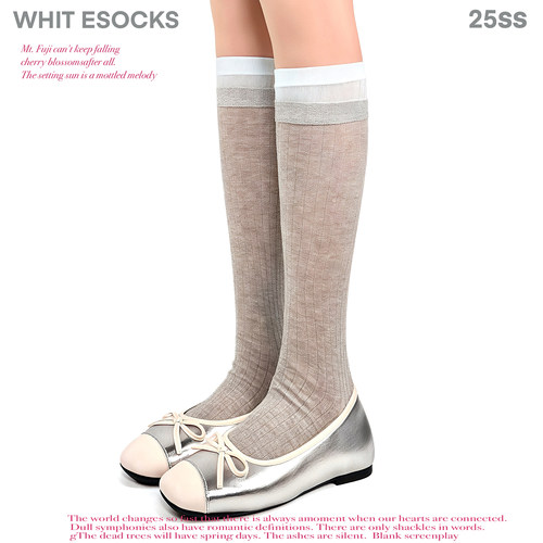 WHITE SOCKS春夏薄款拼色小腿袜女中筒袜纯欲风透气百搭jk堆堆袜