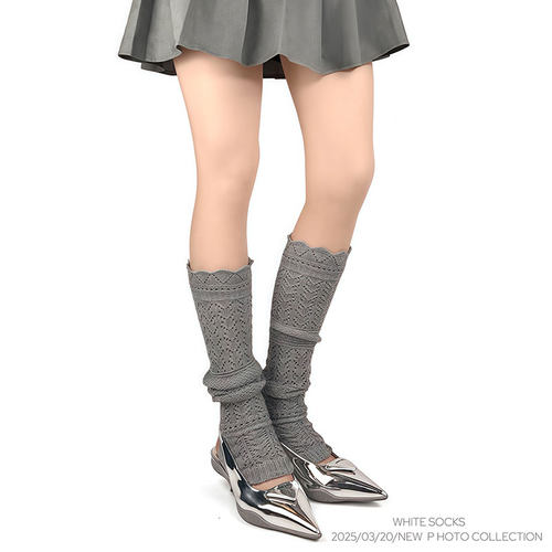 WHITE SOCKS镂空蕾丝花边小腿袜套女春夏踩节堆堆袜针织镂空腿套