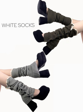 新款美拉德堆堆袜套针织日系纽扣百搭甜妹灰色腿套y2k学院风